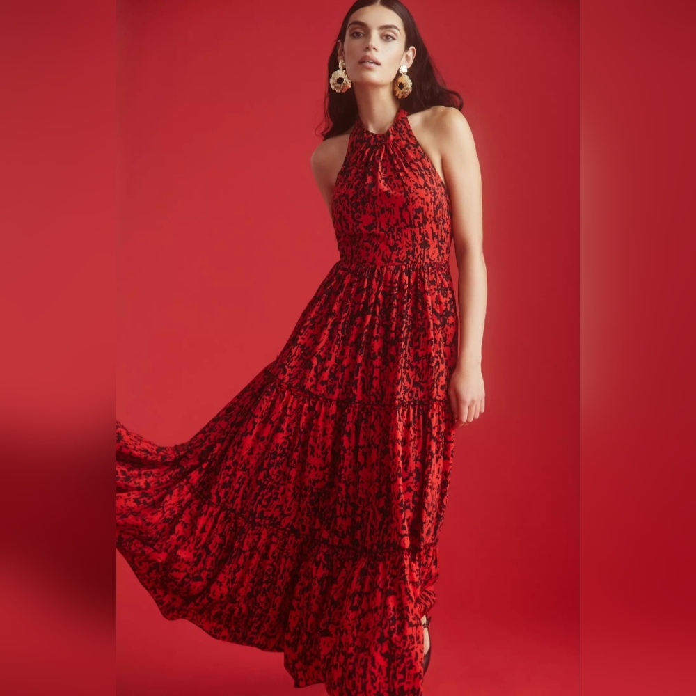 NWT Anthropologie Payal Jain Tiered Shoulder-Tie Dress $248